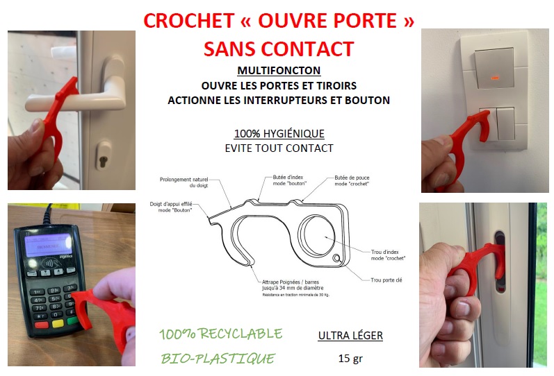 Read more about the article Fabrication de crochets ouvre porte sans contact imprimés en 3D